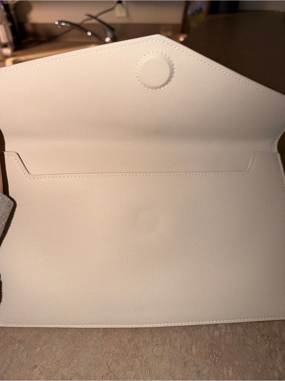 Saint Laurent Cream Envelope Clutch with Gold YSL Logo - Picture 3 of 7